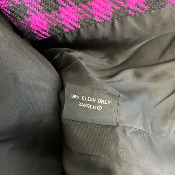 Vintage Albert Nipon Suits Women's 6 Black Pink 100% Wool Peacoat Suit Jacket - Picture 11 of 13